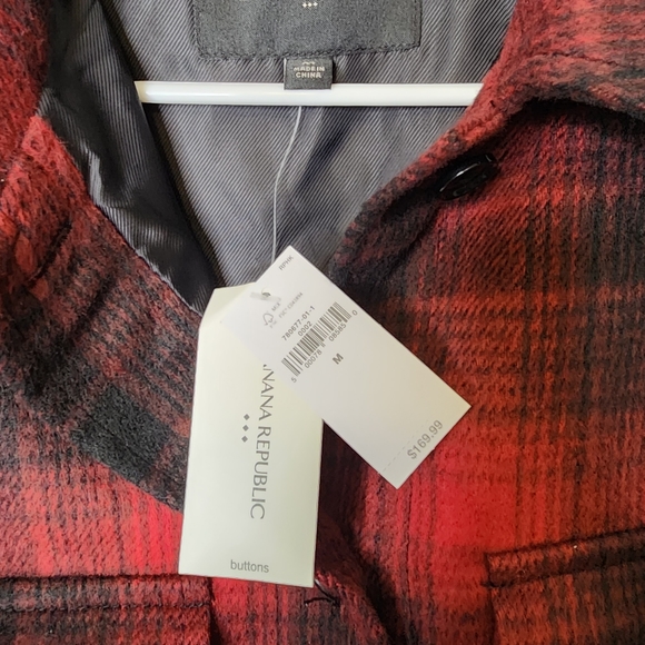 Banana Republic NWT Red Plaid Shacket Flannel Feel ...Size Medium - Picture 9 of 11